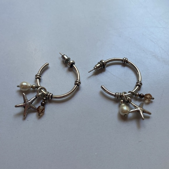 Brighton‎ Starfish Hoop Earrings with Pearl Accent and Beads Dangle - Picture 5 of 7